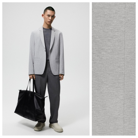 NWT. Zara Man Grey Comfort Straight Fit Blazer. Size L.